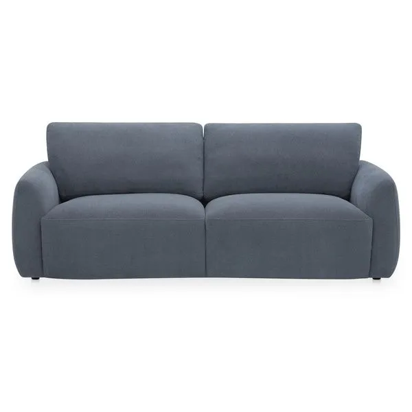 Callie Sofa in soft blue-grey fabric with high supportive back and angled arms
