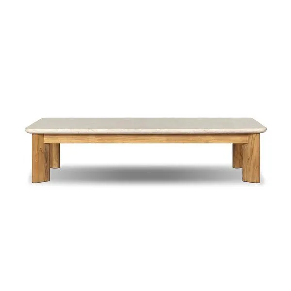 Product Image 1 for Sterling Beige Fossil Travertine Outdoor Coffee Table from Four Hands