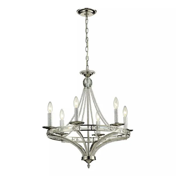 Product Image 1 for Aubree Collection 6 Light Chandelier In Polished Nickel from Elk Lighting