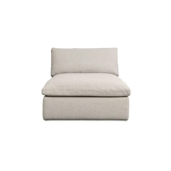 Miles Outdoor Chaise with beige fade-resistant Olefin fabric and thick quick-dry foam cushions on aluminum frame