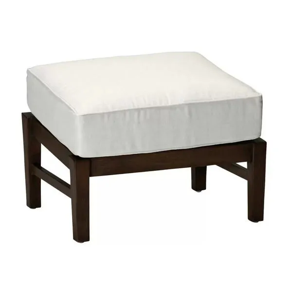 Croquet Ottoman with dark aluminum mahogany frame and white outdoor cushion