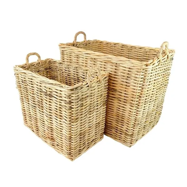 Product Image 1 for Set of 2 Rectangle Rattan Baskets w/ No Wheels from BIDKHome