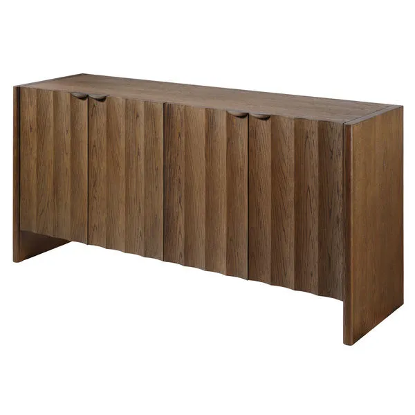 Product Image 1 for Finley Fluted Four Door Brown Sugar Oak Credenza from Jamie Young
