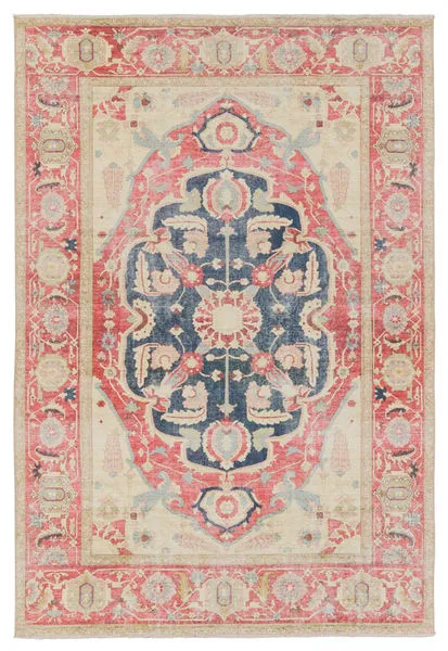 Product Image 3 for Kadi Medallion Red/ Blue Rug from Jaipur 