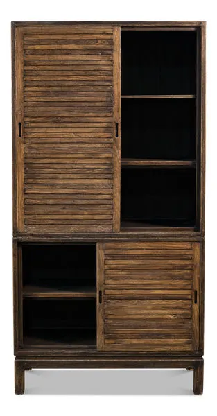 Product Image 3 for Groovy Doors Bookcase  Brown from Sarreid Ltd.