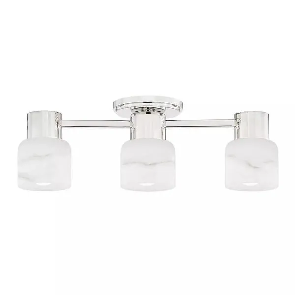 Centerport 3 Light Bath Bracket with three frosted glass shades and brushed nickel finish