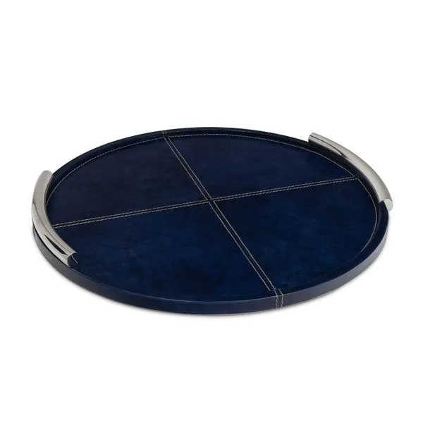 Product Image 1 for Blue Round Hayes Leather Tray from Regina Andrew Design