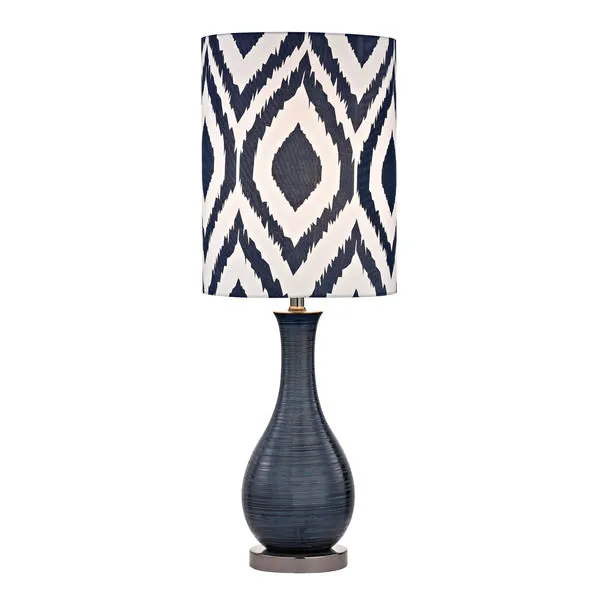 Product Image 1 for Navy Blue Textured Ceramic Accent Lamp With Printed Shade from Elk Home