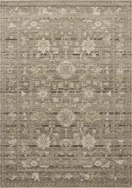 Milena Sage Ivory Rug with vintage geometric and floral motifs in soft sage and ivory tones