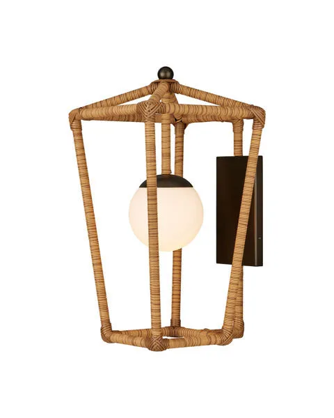 Product Image 1 for Denison Rattan Wrapped Outdoor Wall Sconce from Currey & Company