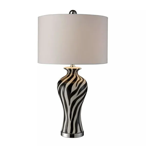 Product Image 1 for Carlton Table Lamp In Zebra Print With Pure White Faux Silk Shade from Elk Home