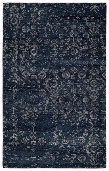 Product Image 3 for Azuma Hand Knotted Tribal Dark Blue / Light Gray Area Rug from Jaipur 