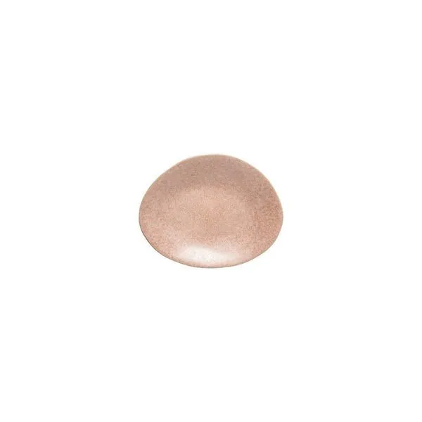 Oval ceramic stoneware plate in mauve rose with slightly irregular edges and smooth matte finish
