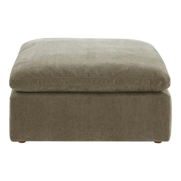 Square Terra Condo Ottoman in muted taupe with plush cushioned top and soft stain-resistant fabric