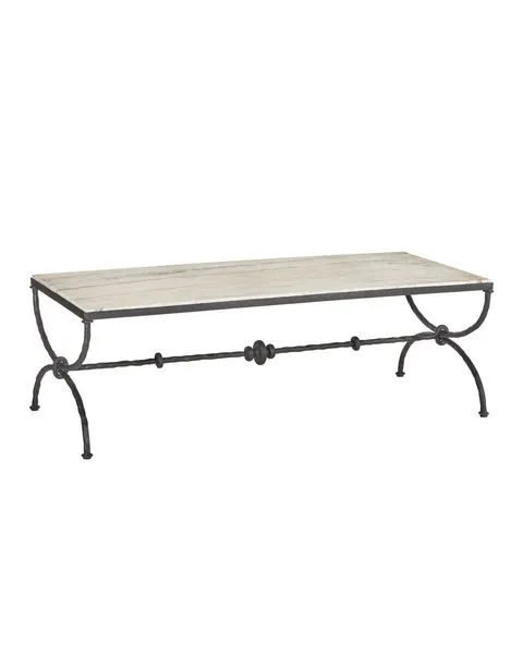 Product Image 1 for Agora White Travertine Cocktail Table from Currey & Company