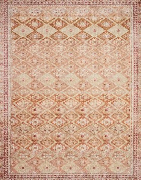 Layla Natural / Spice Rug with vintage-inspired geometric pattern in warm earthy tones and subtle patina
