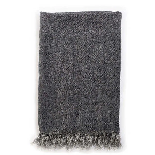 Product Image 1 for Montauk Linen Queen Blanket - Charcoal from Pom Pom at Home