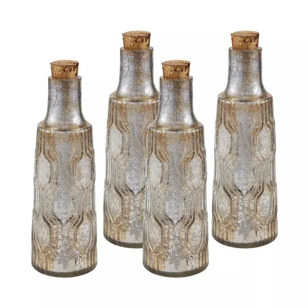 Product Image 1 for Set Of Four 8" Mouth Blown Mercury Glass Bottle from Elk Home