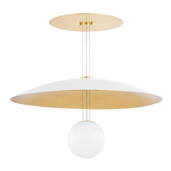 Product Image 1 for Brim 1-Light Large Soft White / Gold Leaf Pendant Light from Hudson Valley