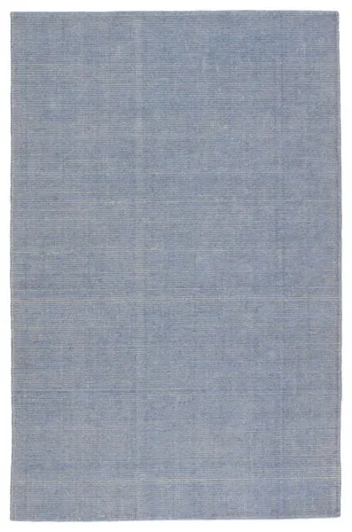 Danan Contemporary low-profile indoor/outdoor rug in heathered light blue and cream, 9 by 12 feet, with subtle stripe texture