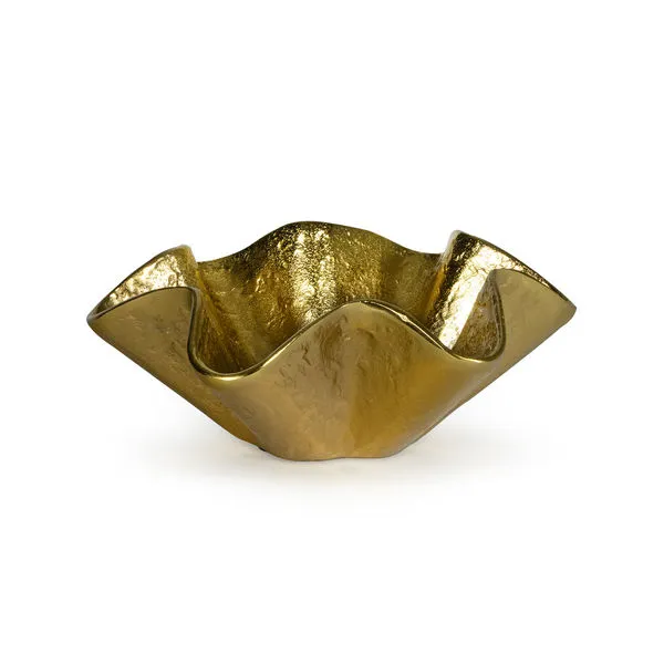 Small Pedicoat metallic bowl with ruffled edges and textured gold finish