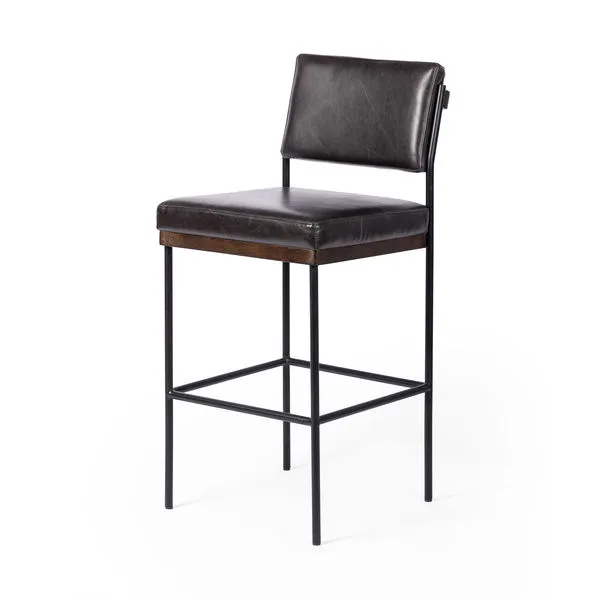 Product Image 1 for Benton Leather Sonoma Black Counter Stool from Four Hands