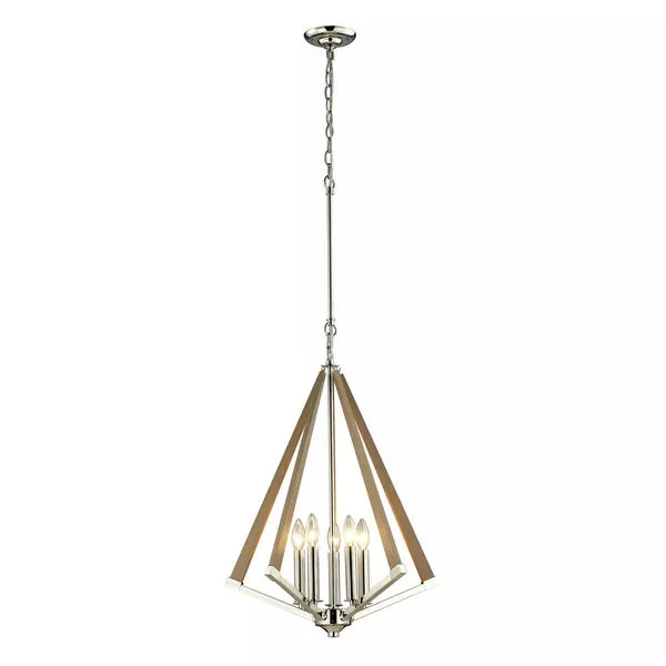 Product Image 1 for Madera Collection 5 Light Pendant In Polished Nickel from Elk Lighting