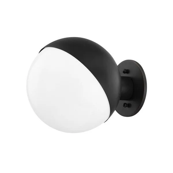 Bodie 1 Light Wall Sconce with matte black steel base and white half-globe glass shade