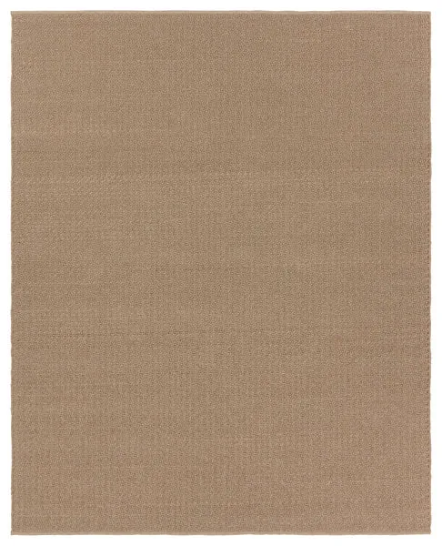 Solid brown handwoven rug with directional weave in a poly-blend, rectangular 3 by 8 feet