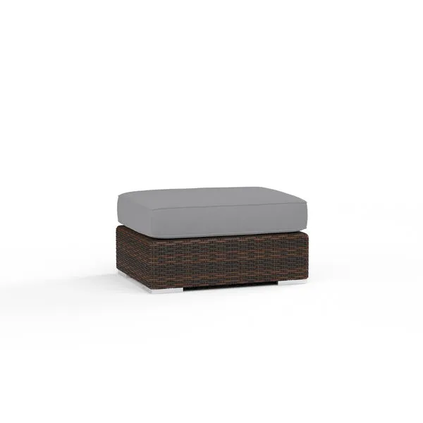 Montecito Ottoman with Cognac multi-colored resin wicker base and thick gray cushion