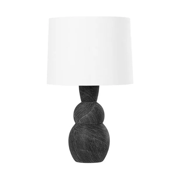 Product Image 1 for Miles Ceramic Etched Black 1-Light Table Lamp from Troy Lighting