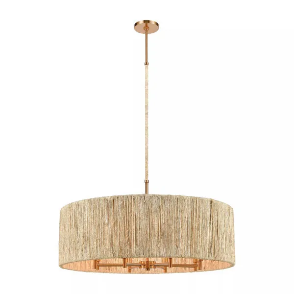 Product Image 1 for Abaca 8 Light Chandelier In Satin Brass With Abaca Rope from Elk Lighting