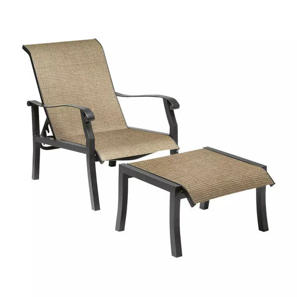 Product Image 1 for Cortland Sling Adjustable Lounge Chair & Ottoman Set from Woodard