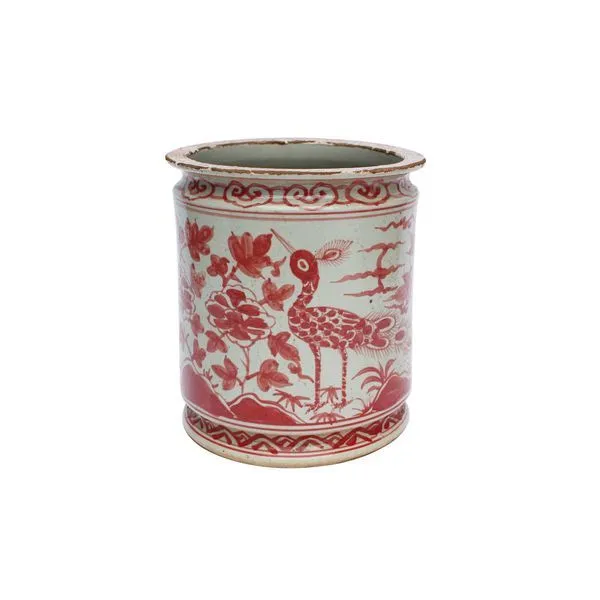Product Image 1 for Coral Red Orchid Pot Bird Motif from Legend of Asia