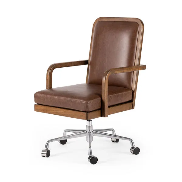 Product Image 1 for Lacey Brown Leather Desk Chair - Havana Brown from Four Hands