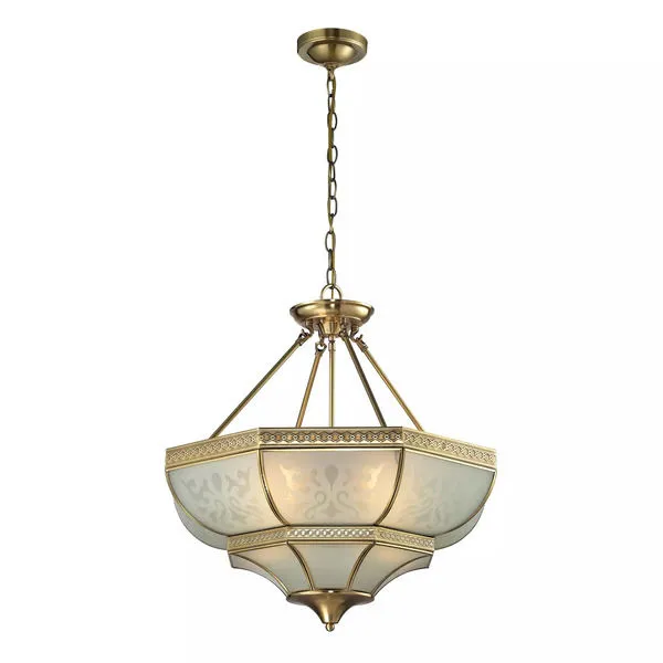 Product Image 1 for French Damask Collection 4 Light Pendant In Brushed Brass from Elk Lighting