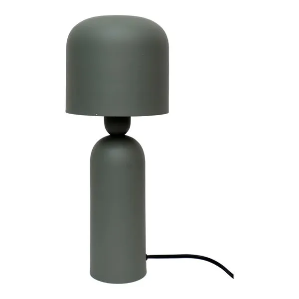 Echo Lamp in matte muted green iron with a rounded dome shade and a cylindrical base with smooth curves