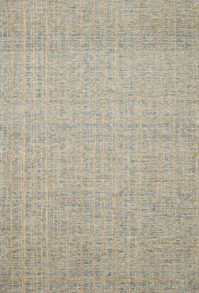 Polly Blue / Sand Rug with hand-tufted wool and jute in soft blue and sand grid pattern
