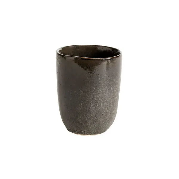 Mame Cup made of dark ceramic with a slightly irregular round shape and a textured matte finish