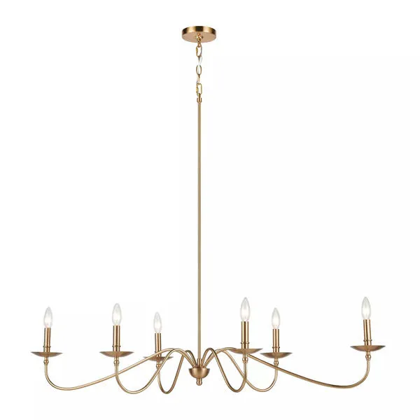 Product Image 1 for Wellsley 6 Light Large Chandelier In Burnished Brass from Elk Lighting