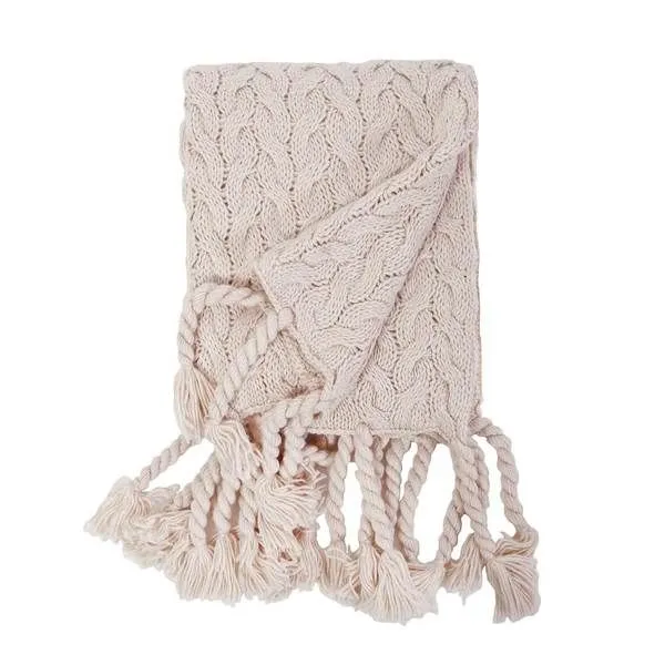 Product Image 1 for Capistrano Cable-Knit Throw Blanket - Blush from Pom Pom at Home