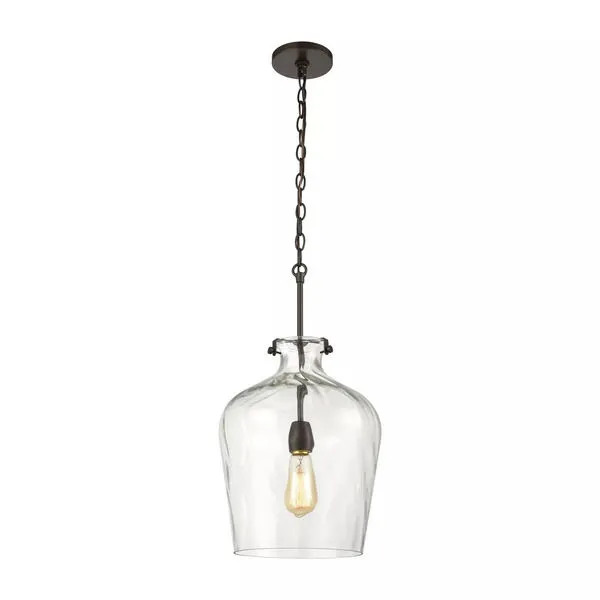 Product Image 2 for Tuscan Villa 1 Light Pendant In Oil Rubbed Bronze With Wavy Glass from Elk Lighting