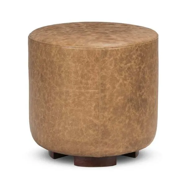 Product Image 1 for Millo Top Grain Leather Round Ottoman from Classic Home