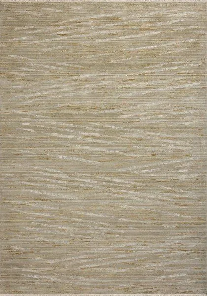 Wade Sage Gold Rug with abstract linear motifs, distressed pattern, and earth tone colors with fringed edges
