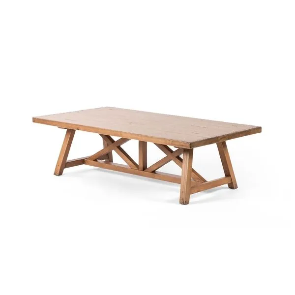 Trellis Coffee Table with solid pine wood, rectangular top and X-shaped base in European farmhouse style