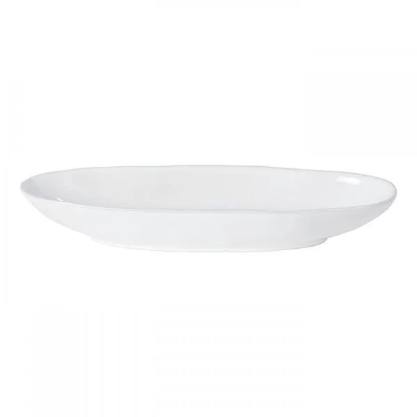 Livia small oval ceramic stoneware platter with lustrous white finish and gently curved edges