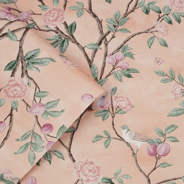Product Image 1 for Laura Ashley Eglantine Blush Botanical, Bird & Branches Wallpaper from Graham & Brown