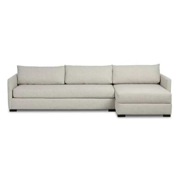 Wickham 2-piece sectional in light beige high-performance fabric with modular chaise on the right