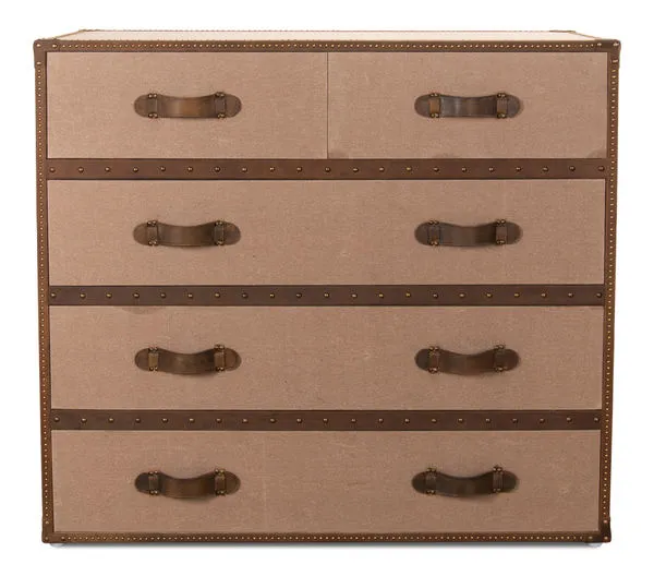 Product Image 2 for Tan Canvas Trunk Style Chest Of Drawers from Sarreid Ltd.