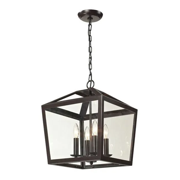Product Image 2 for Alanna 4-Light Pendant in Oil Rubbed Bronze with Clear Glass Panels from Elk Lighting